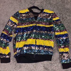 bebe sequin zip up jacket for women or kids